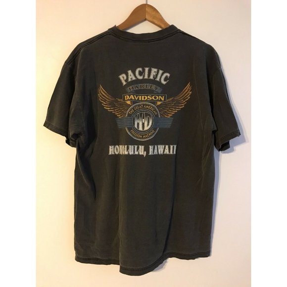 Vintage 90s Harley Davidson Eagle Hawaii Honolulu T Shirt XL Faded Distressed - Picture 5 of 7